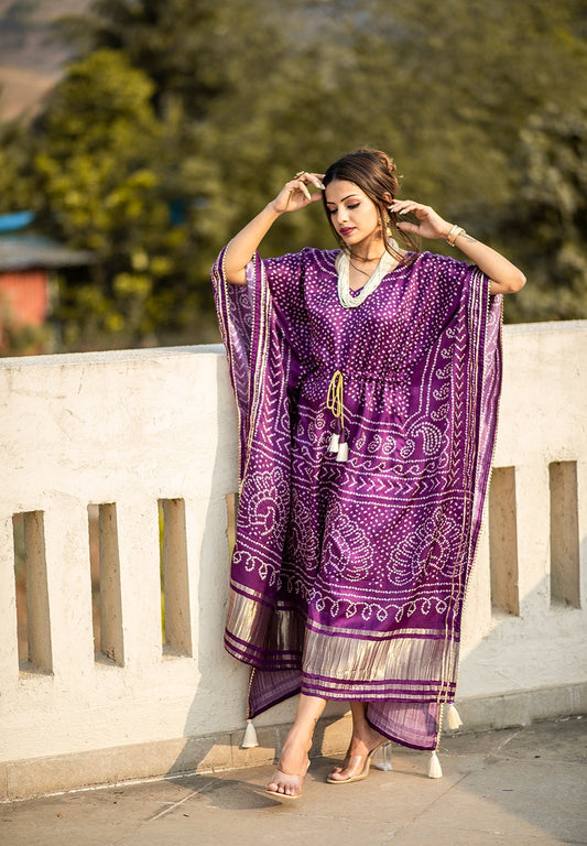 Premium Silk Purple Kaftan/Beach Cover