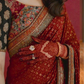 Contrast Blouse Red Saree