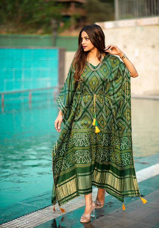 Premium Silk Heena Kaftan/Beach Cover