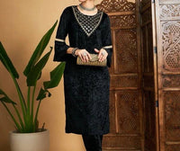 Thumbnail for Velvet Black Kurti: Chic Bell Sleeves | Desipartywear