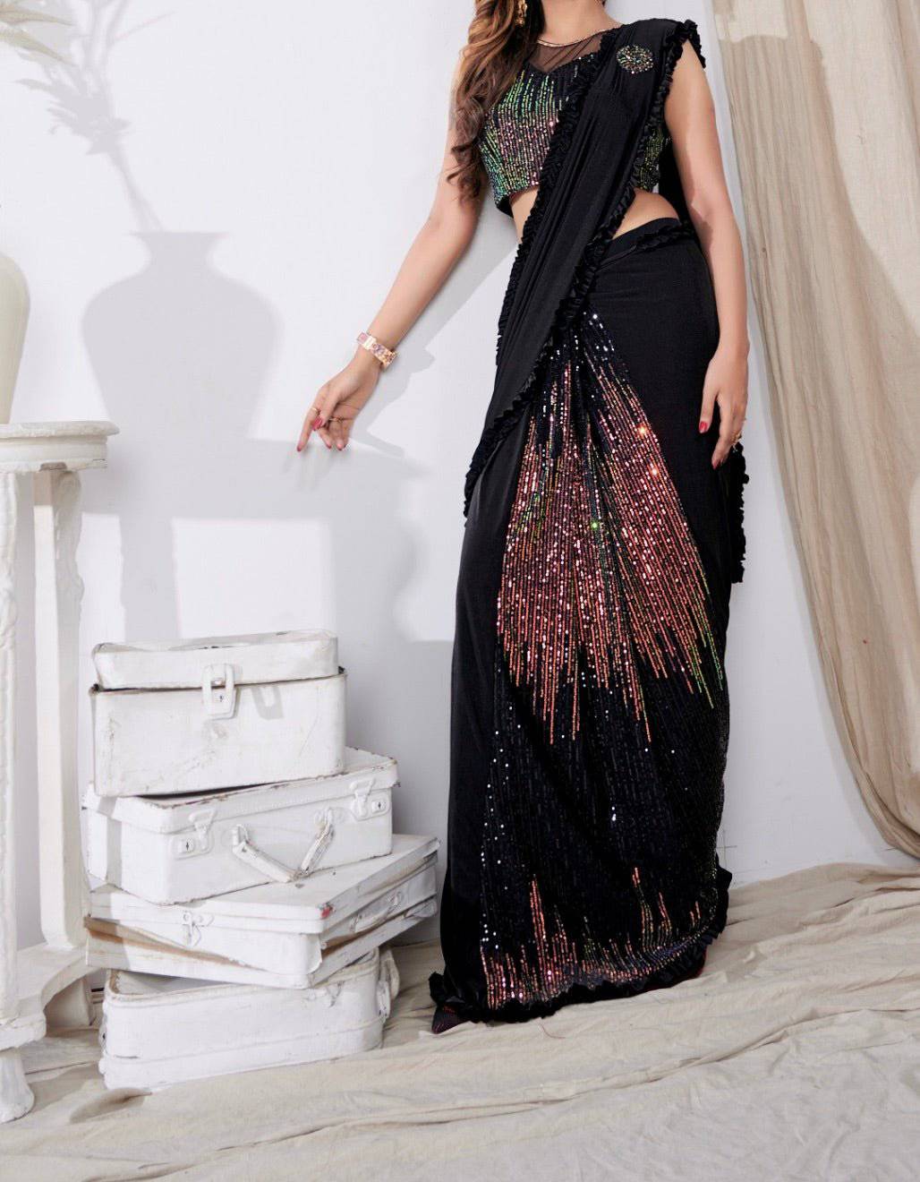 ready wear sequin saree