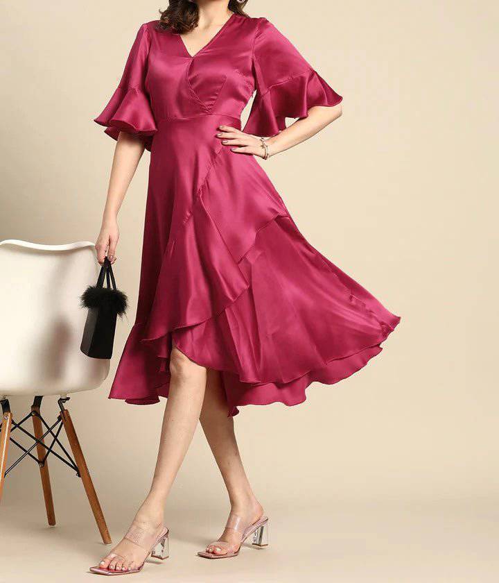 Frill Dress midi length | Desipartywear
