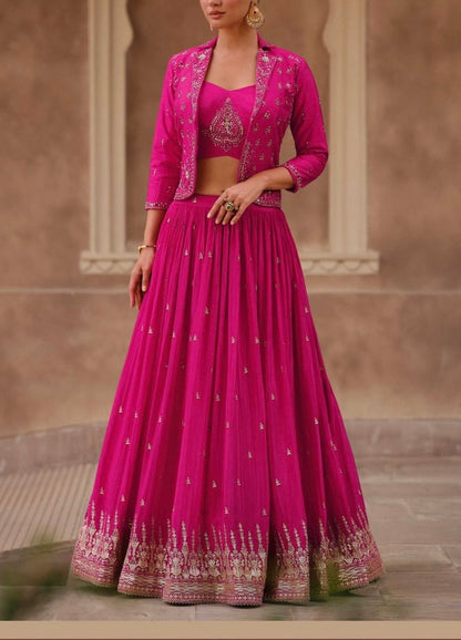 Designer Chinon Silk Lehenga with Jacket