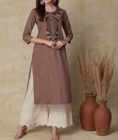 Straight Fit Kurti with Hand Embroidery