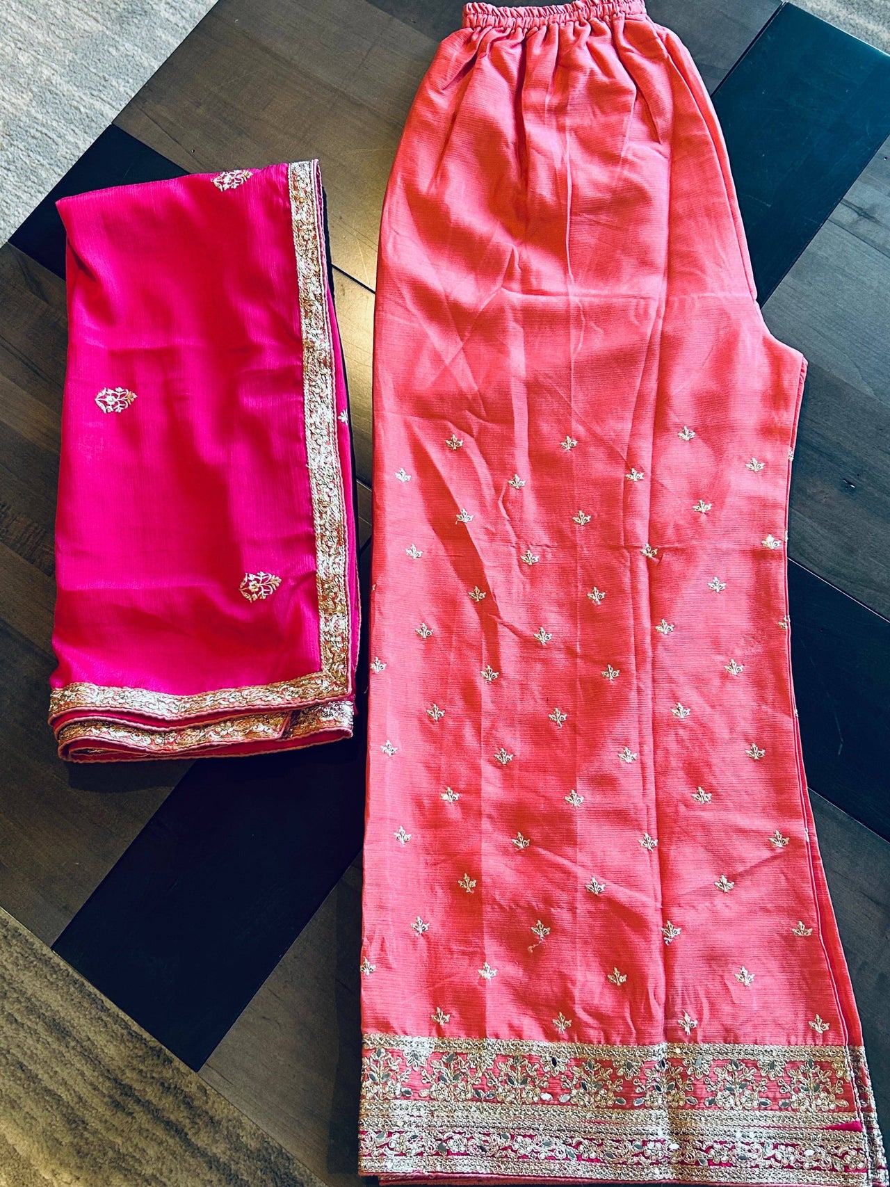 carrot pink designer work salwar suit