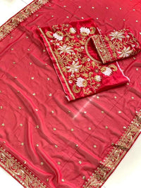 Thumbnail for red rose saree