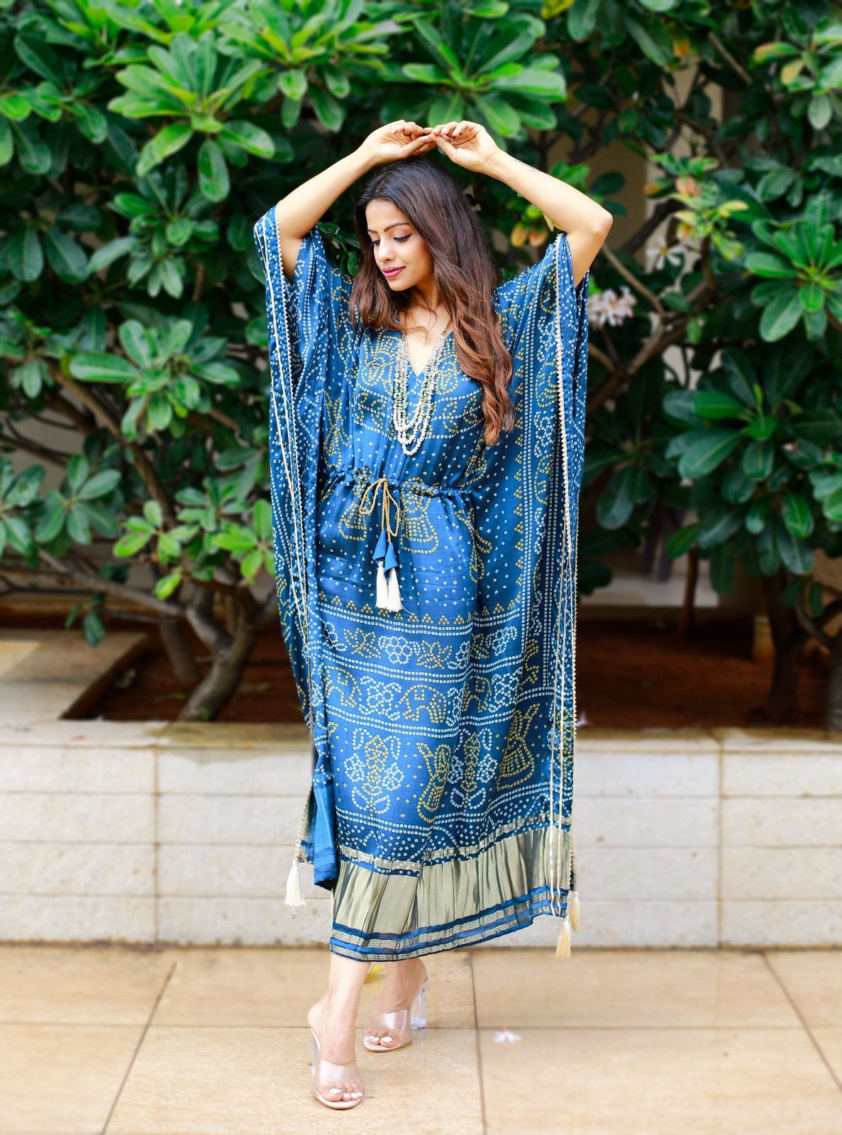 Premium Silk Blue Kaftan/Beach Cover