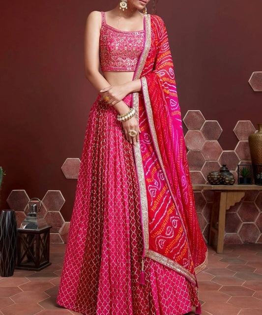 Designer Lehenga - Pink ( Set of 3)