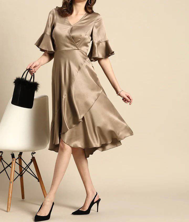 Frill Dress midi length | Desipartywear