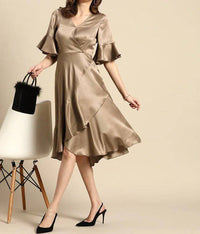 Thumbnail for Frill Dress midi length | Desipartywear
