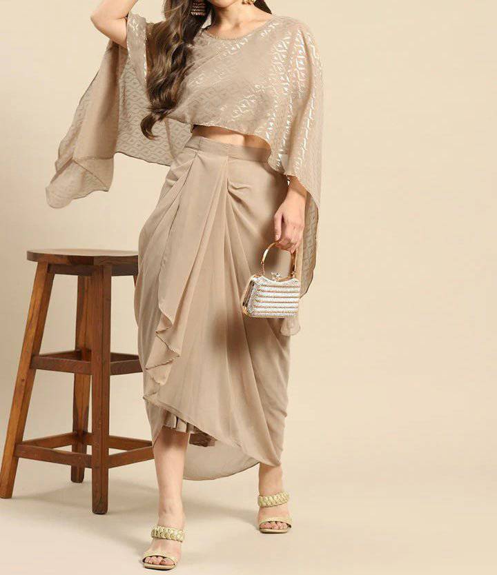 Brown Dhoti style Bottom and Top | Desipartywear