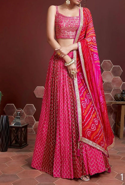 Designer Lehenga - Pink ( Set of 3)