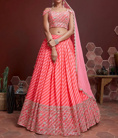 Designer Lehenga  - Pastel Pink ( Set of 3)