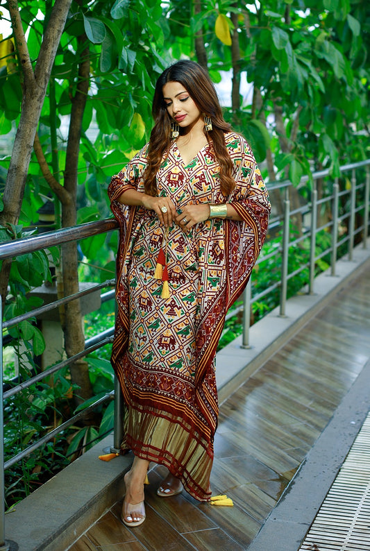 Premium Silk Brown Kaftan/Beach Cover