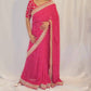 bright pink georgette saree