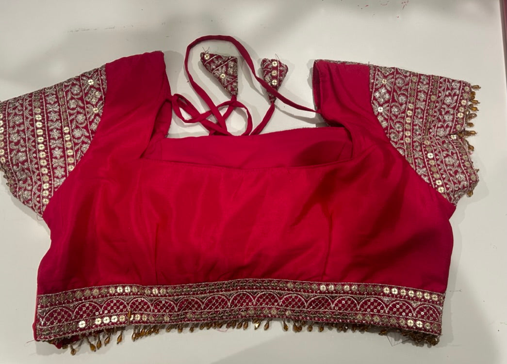 Pinkish Red Designer Lehenga ( Set of 3)