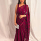 Mauve Sequin Saree with ready to wear blouse - Desipartywear