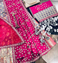 Thumbnail for Pink Grey Unstiched Lehnga - Desipartywear