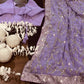 Purple Sequin Saree with ready to wear blouse - Desipartywear